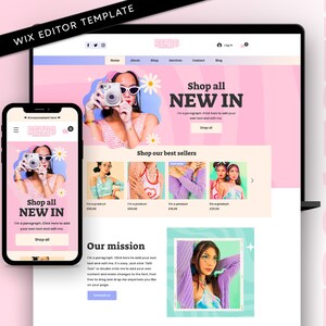 Retro ecommerce, retro wix, website design, wix template nail, template pink, colorful wix, website handmade, blog templates, store website, boutique wix, wix commerce, website template, wix editor