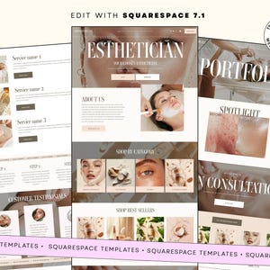 Esthetician Website, website template, Squarespace template, skincare website, beauty website, spa website, salon website, squarespace theme, luxury website, skin website, cosmetic website, esthetician theme, skin care website