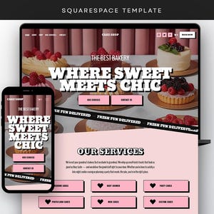Bakery Squarespace Template: Pink Cake Design
