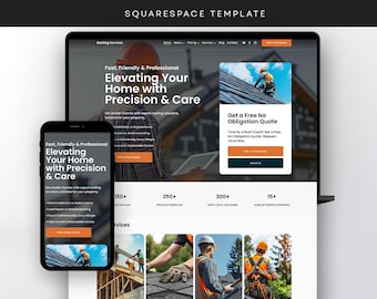 Roofer Website Squarespace Template, Roofing Company Design
