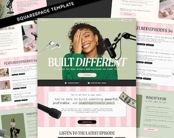 Podcast Website Squarespace Template for Coaches & Speakers, Bold Modern Podcaster Website
