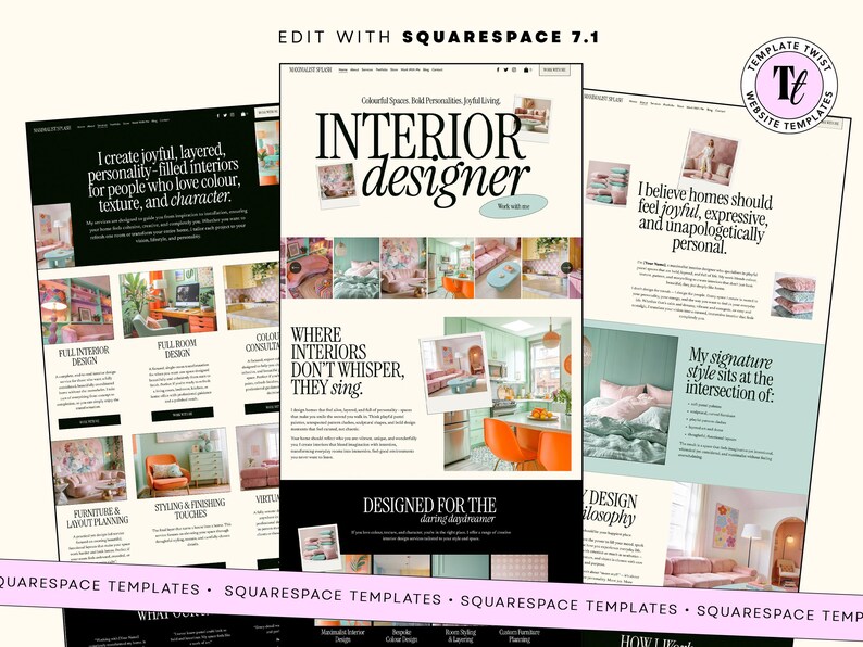 Interior Design Website Template Feminine Squarespace Template for ...