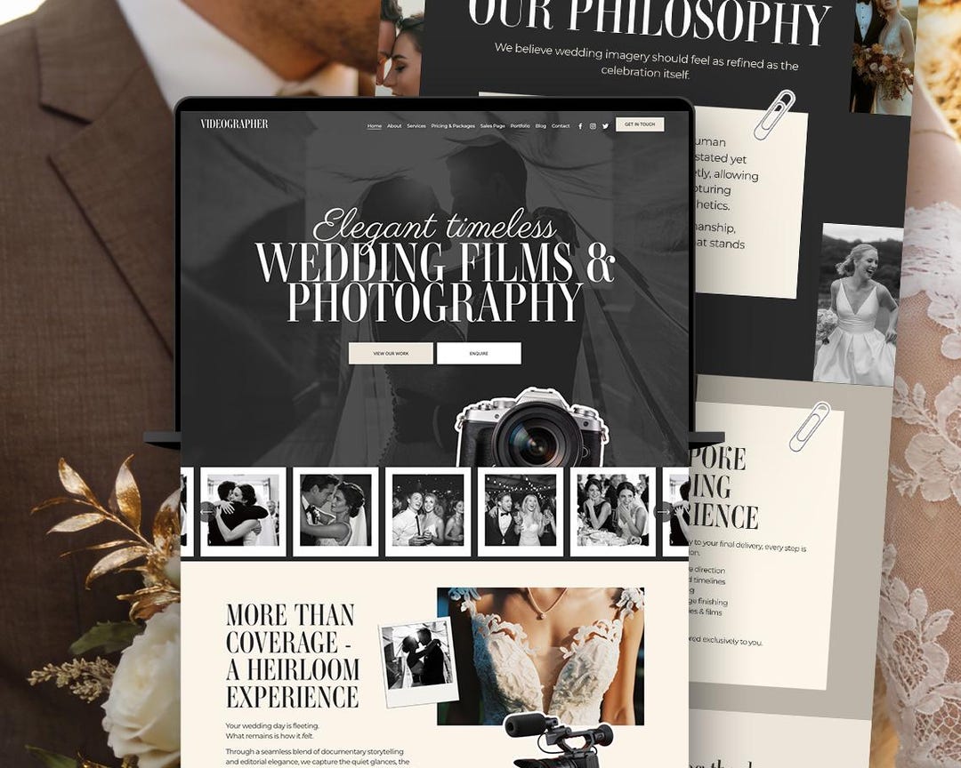 Squarespace Wedding Videographer & Photographer Website Template