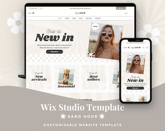 Plantilla de comercio electrónico de Wix Studio, estilo retro beige, para sitio web