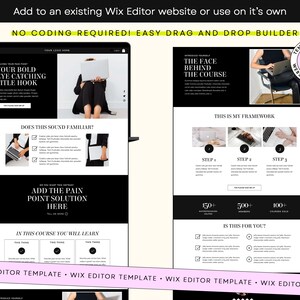 Wix Editor, faceless sales page, sales page template, landing page, luxury template, black website, online course, digital products, coaching website, wix theme, life coach, consultant website, consultancy template