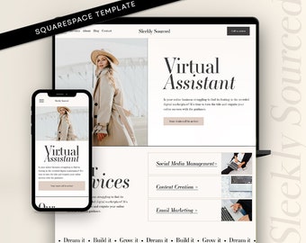 Minimal Squarespace 7.1 Website Template: Virtual Assistant, Coach