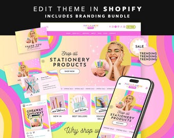 Rainbow Theme for Shopify, Party Supplies Website Template, Ecommerce Store