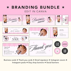 Pink Bows Branding Kit: Girly Business Templates (Canva)