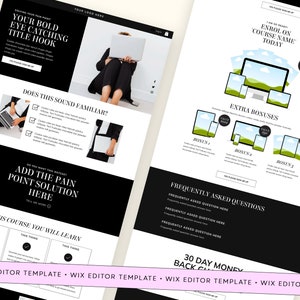 Wix Editor, faceless sales page, sales page template, landing page, luxury template, black website, online course, digital products, coaching website, wix theme, life coach, consultant website, consultancy template