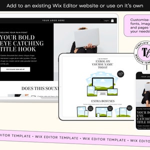 Wix Editor, faceless sales page, sales page template, landing page, luxury template, black website, online course, digital products, coaching website, wix theme, life coach, consultant website, consultancy template
