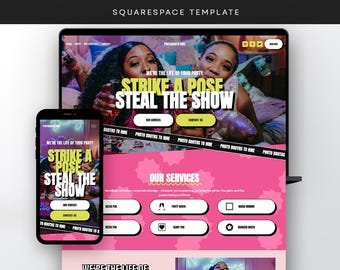 Photo Booth Rental Website Template, Party Events Squarespace Design