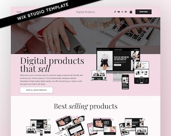 Digitale producten, Wix Studio-sjabloon, websjabloon, wix-sjablonen, website bureau, luxe website, wix-thema's, wix shop, roze website