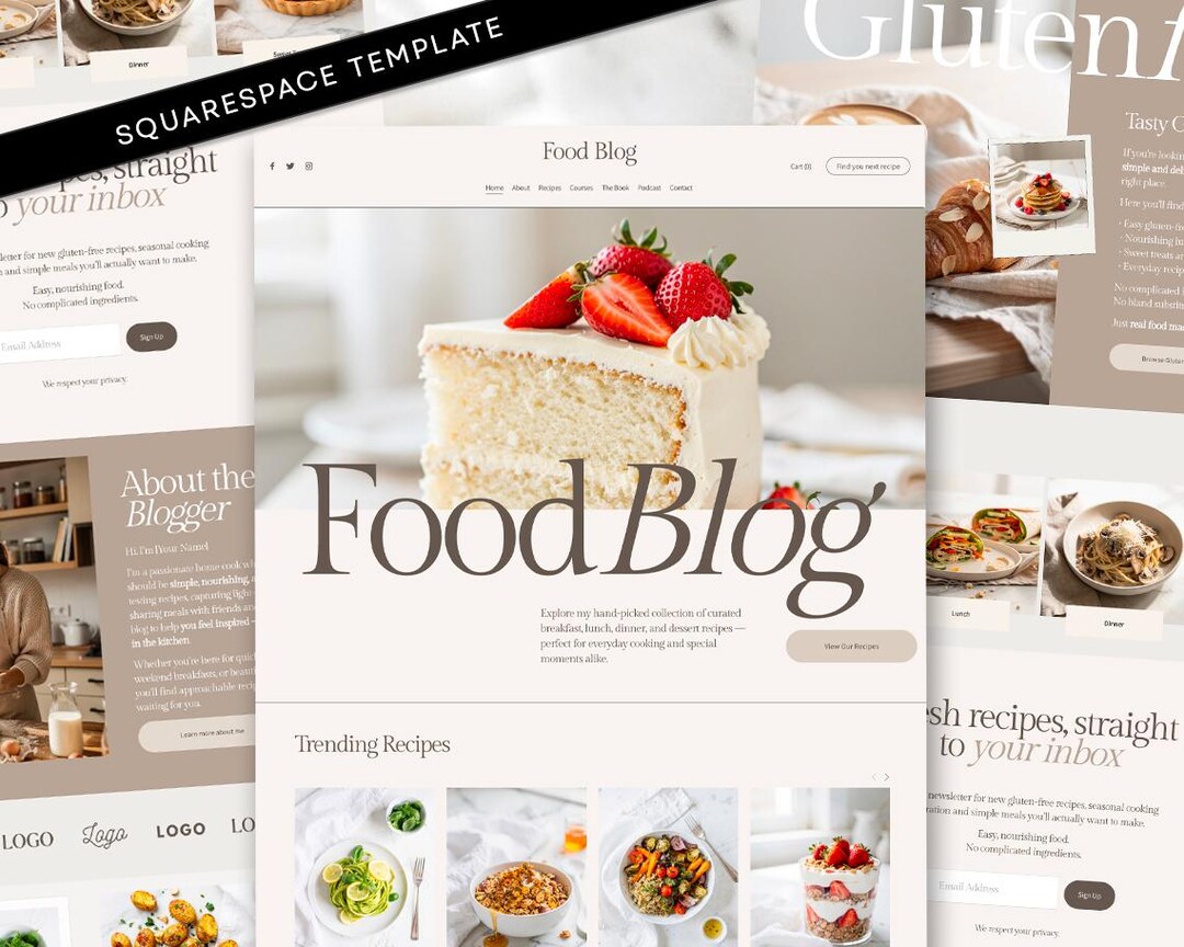 Food Blog Template Squarespace Recipe Website Food Blogger Design ...