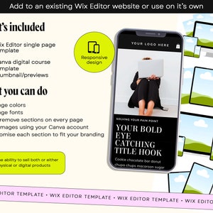 Wix Editor, faceless sales page, sales page template, landing page, luxury template, black website, online course, digital products, coaching website, wix theme, life coach, consultant website, consultancy template