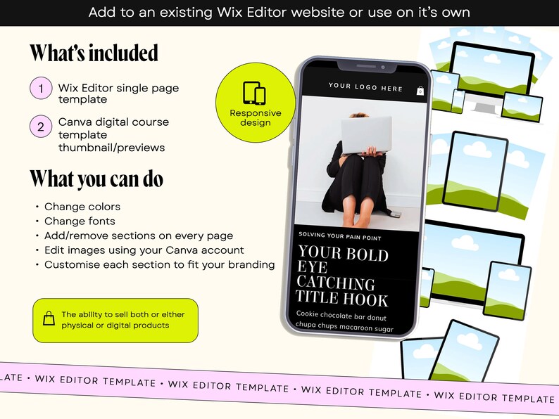 Wix Editor, faceless sales page, sales page template, landing page, luxury template, black website, online course, digital products, coaching website, wix theme, life coach, consultant website, consultancy template
