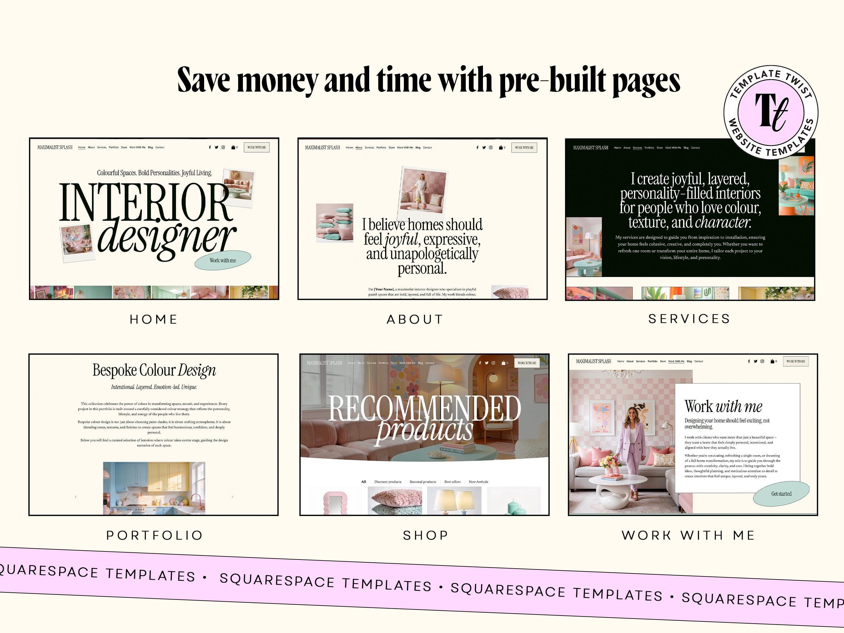 Interior Design Website Template Feminine Squarespace Template for ...