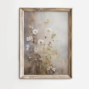 Afdrukbare Wallflower Wall Art, Vintage Cottage Wall Art, Decor van de boerderij, Digitale Download, Abstract Wildflower Art