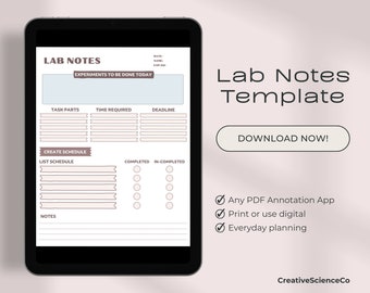 pdf-bestand met notities van digitaal laboratoriumonderzoeker: eenvoudig dagelijkse experimenten plannen