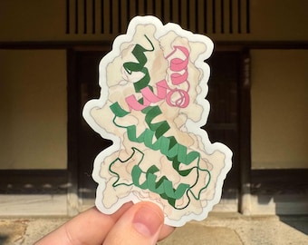 Sticker RGS4 eiwitstructuur: structurele biologiekunst, STEM-labdecor