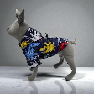 Colorful Dog Raincoat with Hood - Waterproof Jacket with Street Style Print, Stylish Rainwear for Small and Medium Dogs