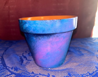 Galaxy Acrylic painted Terra Cotta Pot