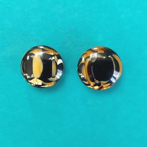 Vintage Tiger&#39;s Eye Clip-On Earrings - Unique Retro Jewellery