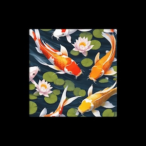 Canvas Wall Arts Koi Carp Pond Picture 10X10 Inch Home Decoration