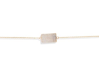14kt gouden rechthoekige pave-set CZ-armband