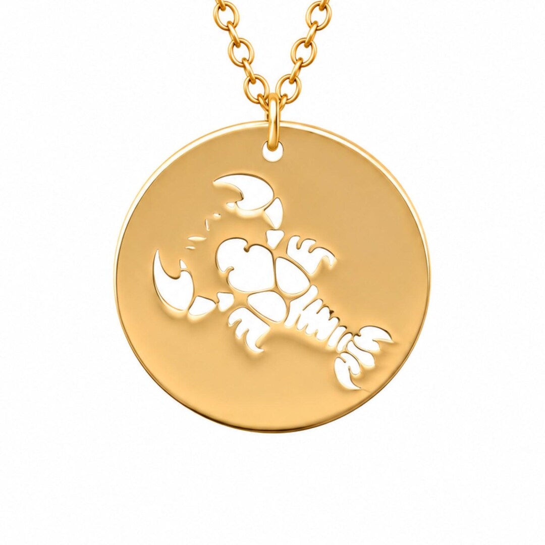 14ct Gold Cancer Zodiac Pendant Necklace With Chain - Etsy