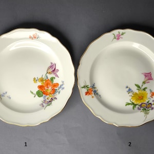 1 x Meissen Plate Blue Crossed Swords Plate Flowers Motive Hand Painted porcelain - Meissen luxury Porcelain gift - Meissen flower painting