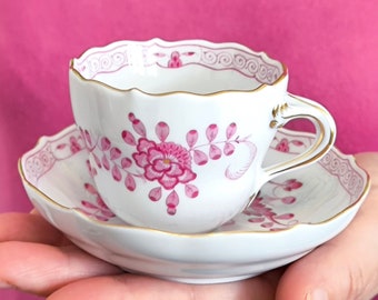 Meissen espresso cup Blue Crossed Swords Coffee Cup with Saucer Purple Indian Hand Painted porcelain Meissen cup saucer- porcelain gifts