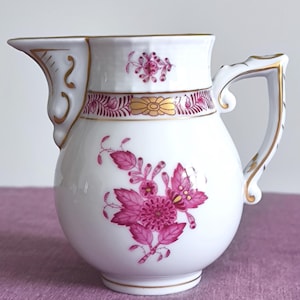 Herend Creamer Chinees boeket framboos 635 Apponyi roze- Vintage Herend Hongarije handgeschilderde porseleinen melkkan fijn porselein geschenken