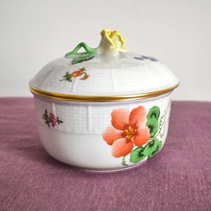 Herend Sugar Bowl, Herend Hongarije Fijn porselein porselein bloemenmotief suikerpot, dekseldoos fijne porseleinen geschenken - HEREND-porselein