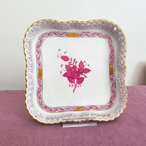 Herend Porcelain Tray Handpainted Raspberry APPONYI PURPLE plate - Herend Hungary Fine China Porcelain - herend openwork Tray porcelain gift