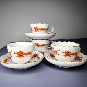 1x Meissen Porcelain coffee Cup & Saucer with Dragons and Phoenixes - Meissen Porcelain gift: Symbolism in Tableware - Luxury Collectibles
