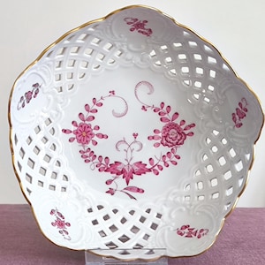 Meissen Porcelain Dish Indian Purple – Rare German Hand-Painted Collectible Porcelain Plate, Fine German China Tableware Gift for Collector