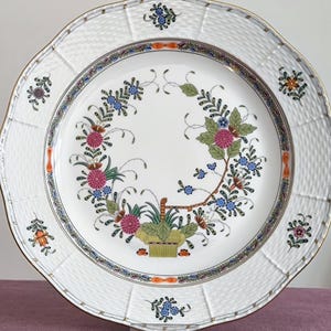 Herend Porcelain Tray - Herend Hungary Indian Basket Fine China Porcelain, Herend Charger / Serving Plate porcelain gift 153