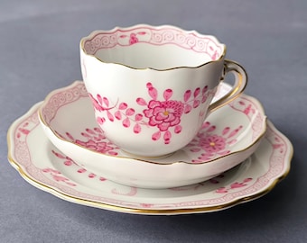 Meissen coffee set Blue Crossed Swords Coffee Cup with Saucer and Plate Purple Indian Hand Painted porcelain Meissen- porcelain gifts