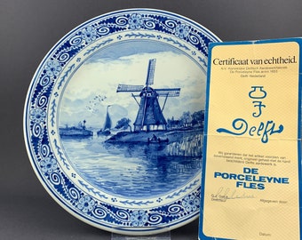 本物のロイヤルデルフト1933年、1941年手描き装飾皿3枚 - 伝統的な