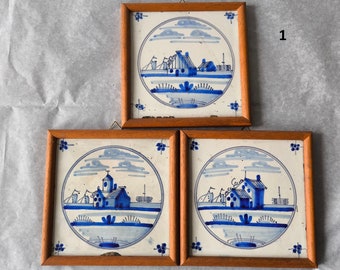 Azulejo antiguo de Delft del siglo XVIII - Azulejos azules y blancos - Cerámica holandesa - Azulejo de cerámica Holland Blueware - Azulejo hecho a mano