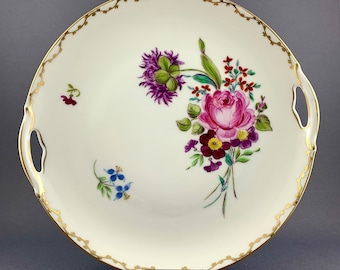 Antique German KPM Porcelain Serving Plate Floral Gold decorated 1939 Krister Porzellan- Manufaktur Plate, German porcelain, fine porcelain
