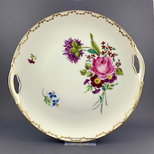 Antieke Duitse KPM porseleinen serveerschaal Floral Gold versierd 1939 Krister Porzellan- Manufaktur plaat, Duits porselein, fijn porselein