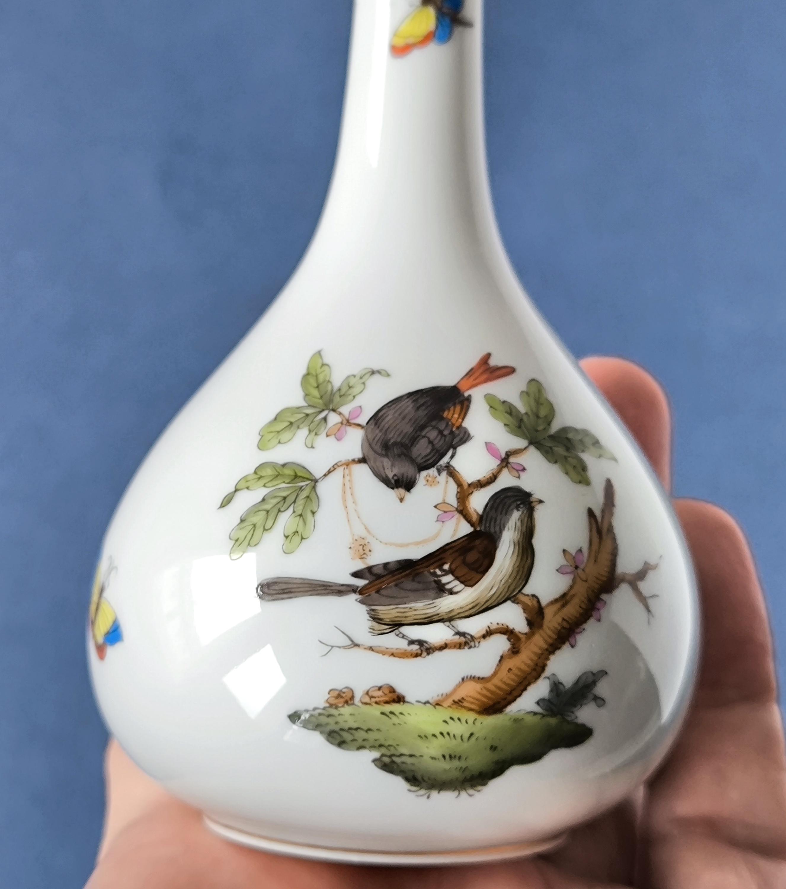 Herend Vase Rothschild Bird - Handpainted Vase Herend Hungary Fine