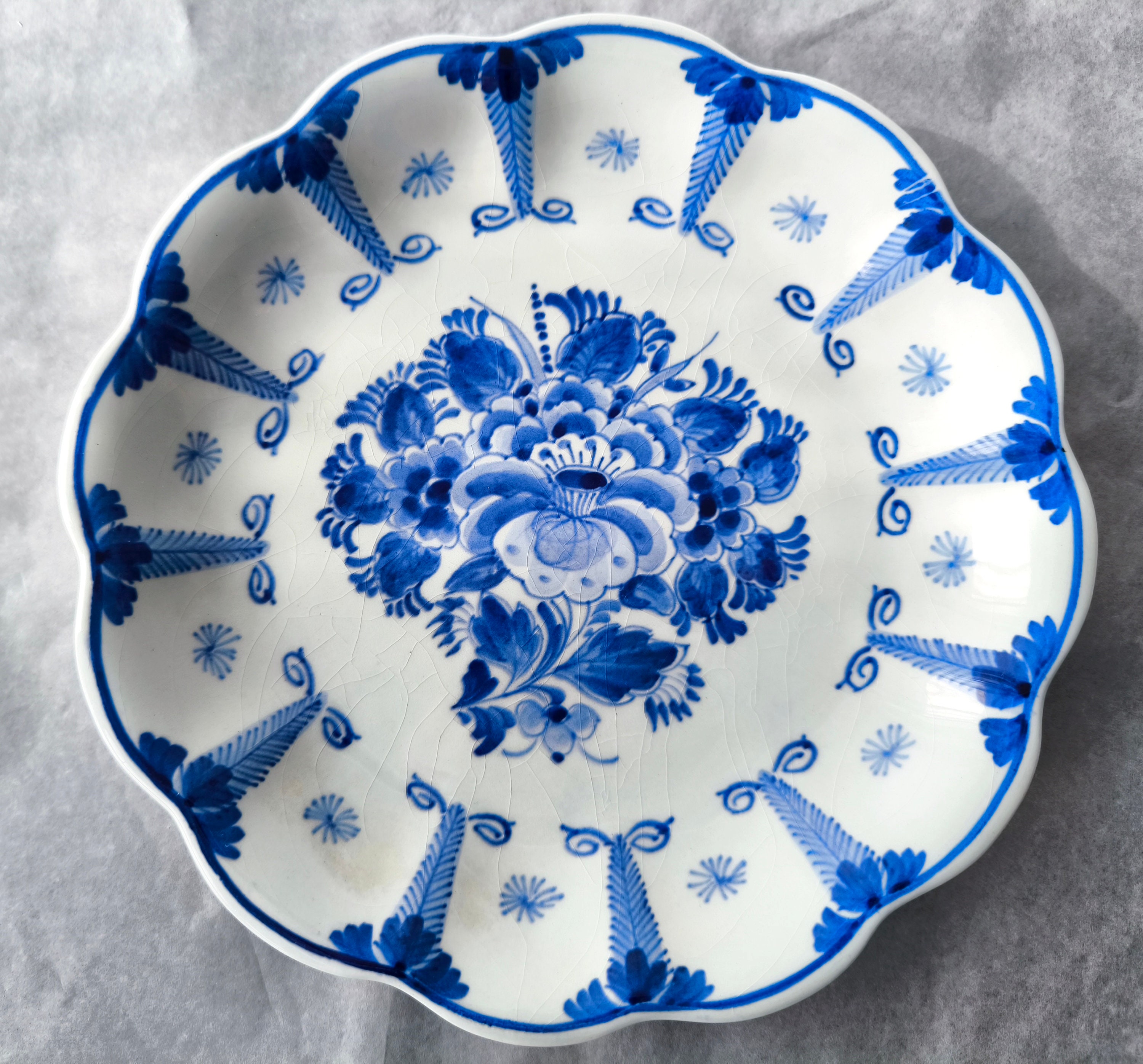Delft 青と白の陶器皿 1957-1960 Royal Delft Blue Handpainted Plate 1965 - Collectible Delftware