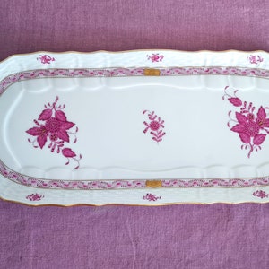 Herend Porcelain Tray Handpainted Raspberry APPONYI PURPLE plate, Herend Hungary Apponyi Fine China Porcelain, herend tray porcelain gift
