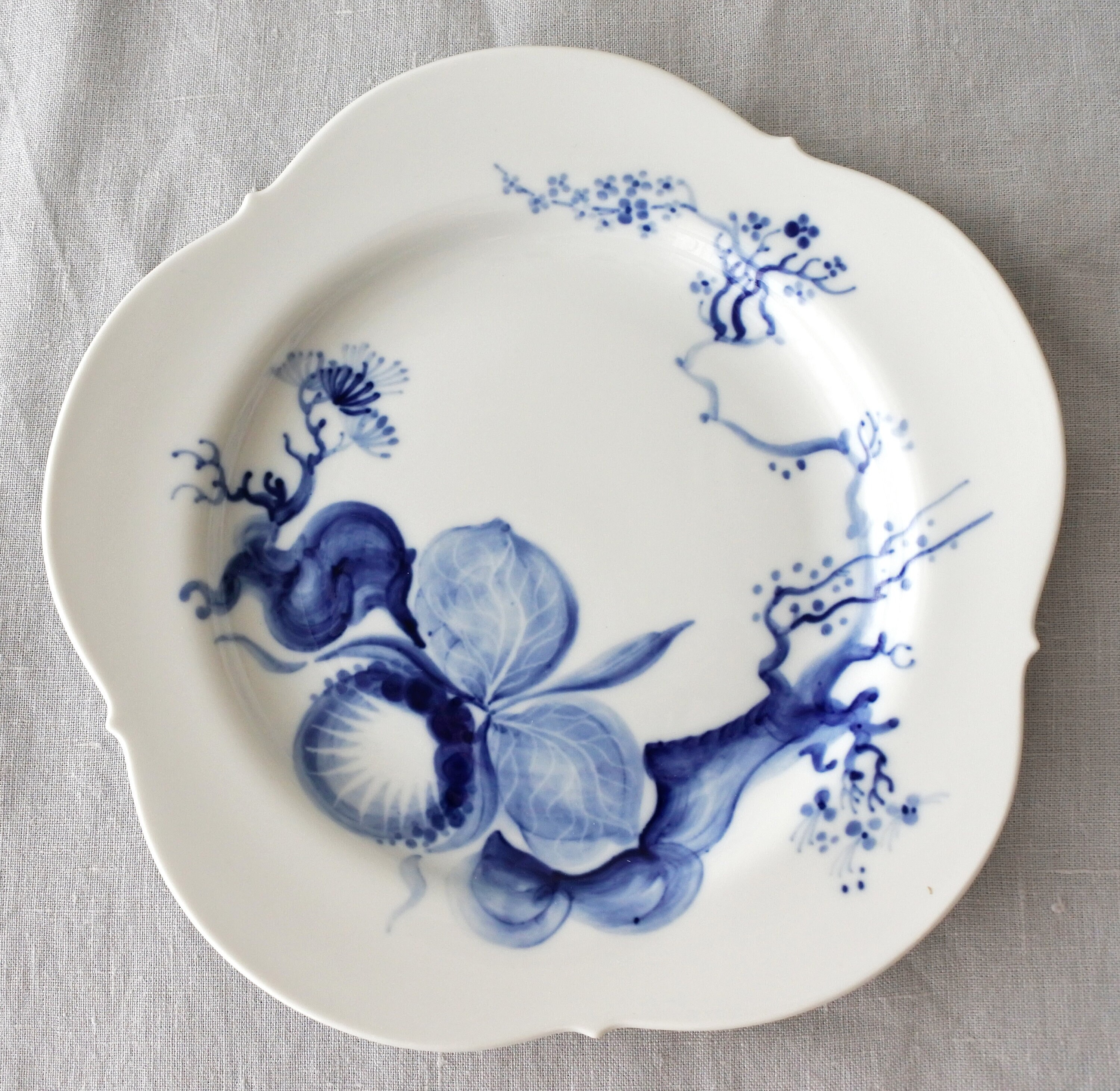 マイセン ブルー クロス ソード プレート ブルー オーキッド モチーフ