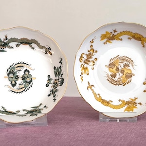 Set 2 x Meissen Porcelain plates with Dragons & Phoenixes - Meissen Masterpiece Porcelain gift: Symbolism in Tableware - Luxury Collectibles