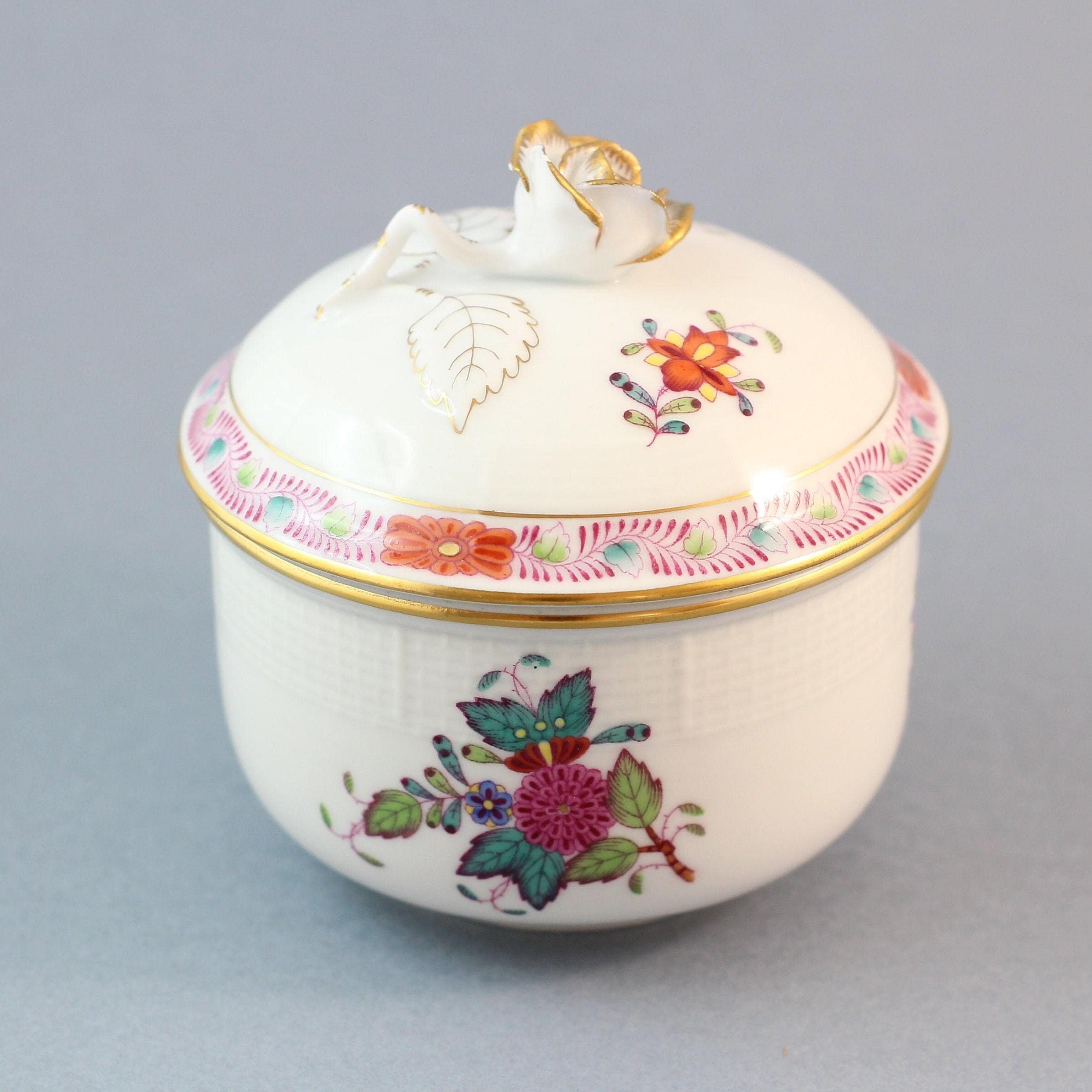 Herend Sugar Bowl, Herend Hungary Fine China Porcelain Apponyi