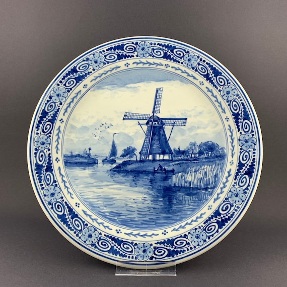 ★ロイヤルデルフト ブルーハウス De Porceleyne Fles オランダ Royal Delft Blue Handpainted Plate 1961 - Collectible Delftware