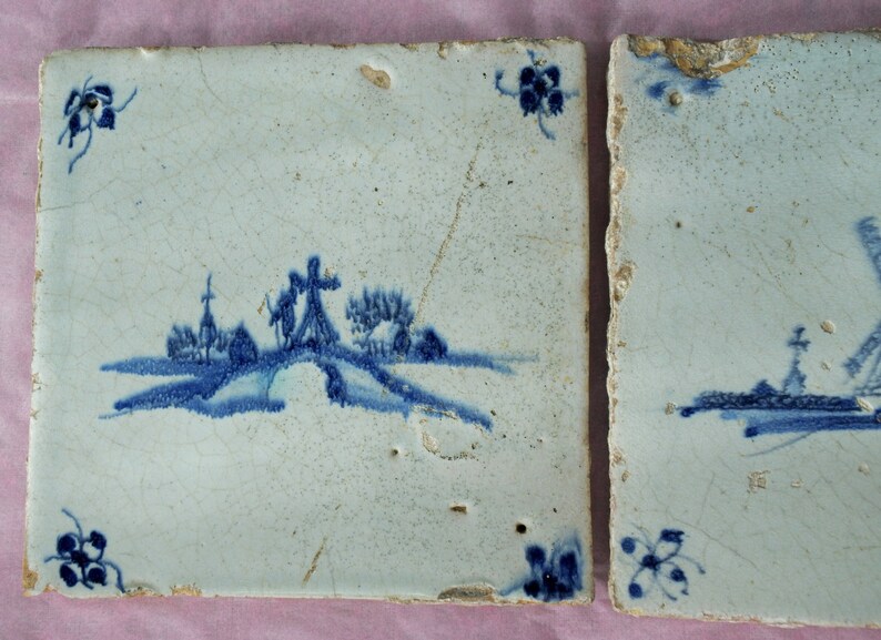 Antique 17th Century Delft Tile - Blue and White Tiles - Dutch Pottery ...